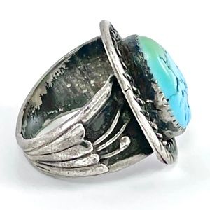 🦋🪺Old Pawn Vintage Navajo Turquoise Sterling Silver Ring